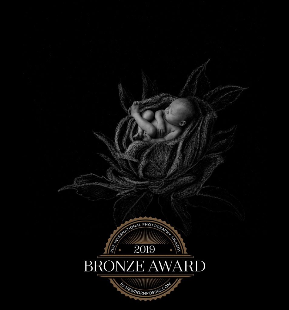 Baby i tegnet rose. Kompositt mellom fotografi og tegning. Fikk bronse i Rise Awards.